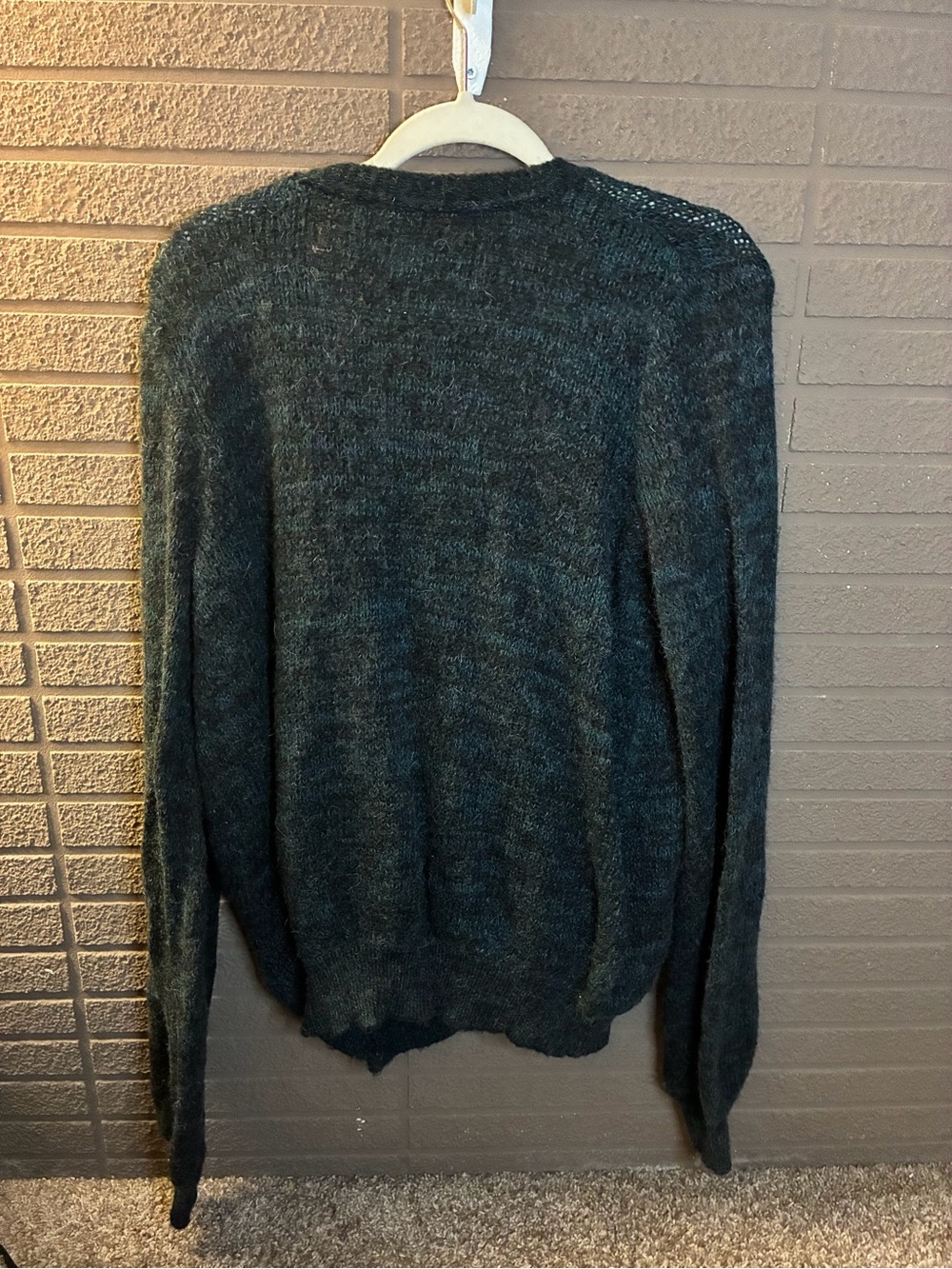 Free People Dark Teal Green Draped Open Front Wool Blend Cardigan - Picture 3 of 5